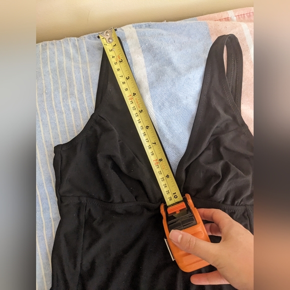 Black V-Neck Low Back One Piece Bathing suit - Picture 9 of 11